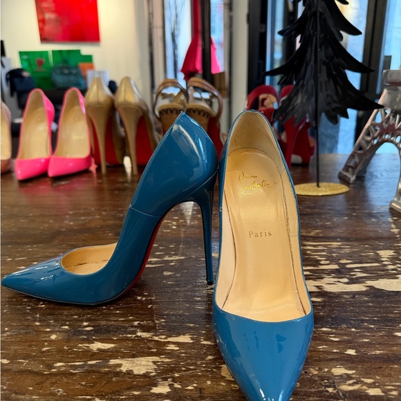 Christian Louboutin Shoes - Christian Louboutin Pigalle 100 Patent Leather Pumps Petrol Blue | 39
